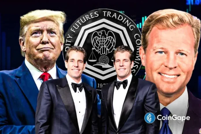 The Trump administration is reportedly weighing new candidates for the CFTC Chair role, with a focus on individuals who are working on crypto policy. This comes amid the current nominee Brian Quintenz’s conflict with Gemini’s co-founder, Tyler Winklevoss. This is significant as the CFTC, along with the SEC, is the primary regulator for the crypto
The post <a href="https://coingape.com/trump-considers-new-cftc-chair-pick-amid-brian-quintenz-clash-with-winklevoss/">Trump Considers New CFTC Chair Pick Amid Brian Quintenz’s Clash With Winklevoss</a> appeared first on <a href="https://coingape.com/">CoinGape</a>.